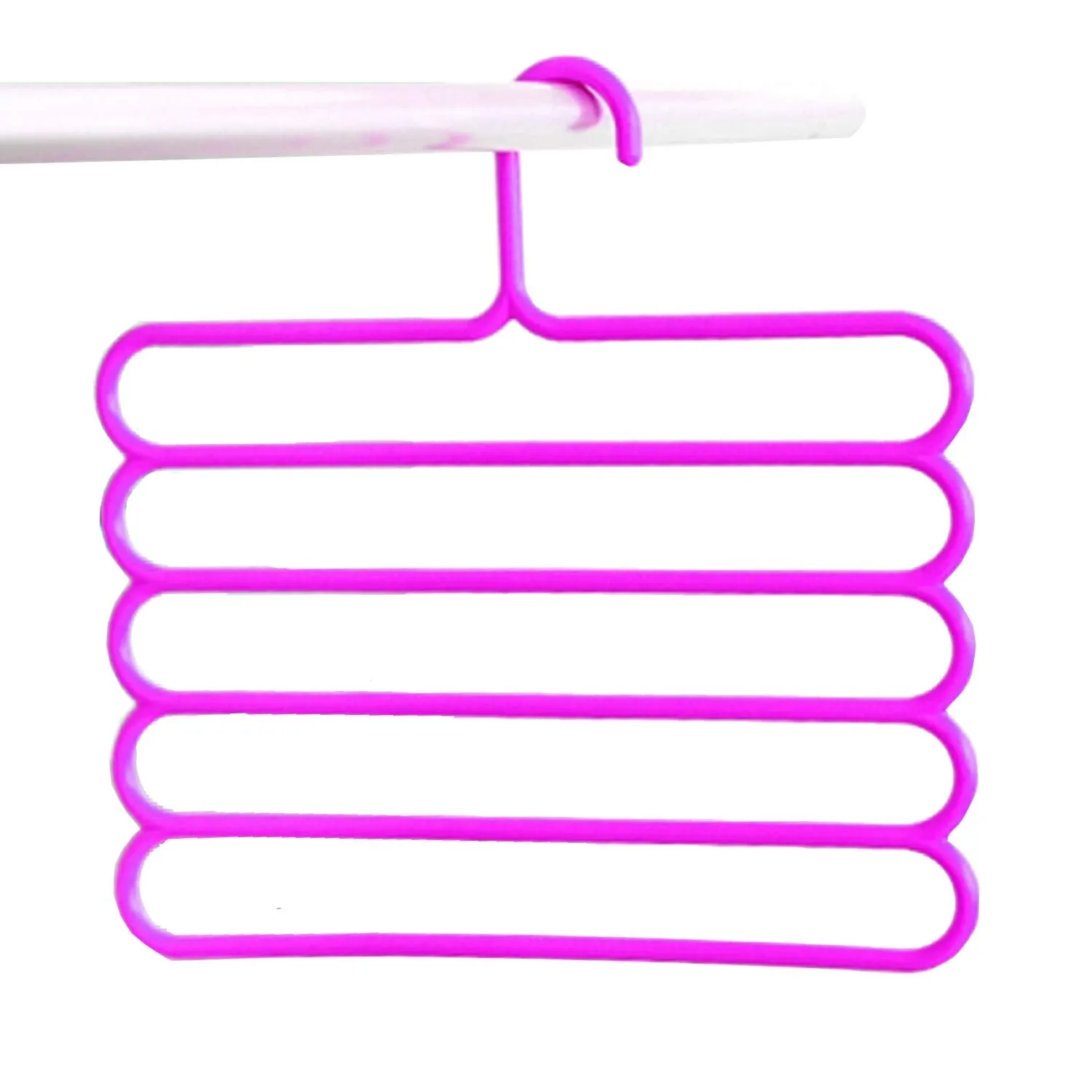 Kuber Industries 2 Pieces Multi-Purpose 5 Layer Pants Clothes Hanger Wardrobe Storage Organizer (Multicolour) - CTKTC23483