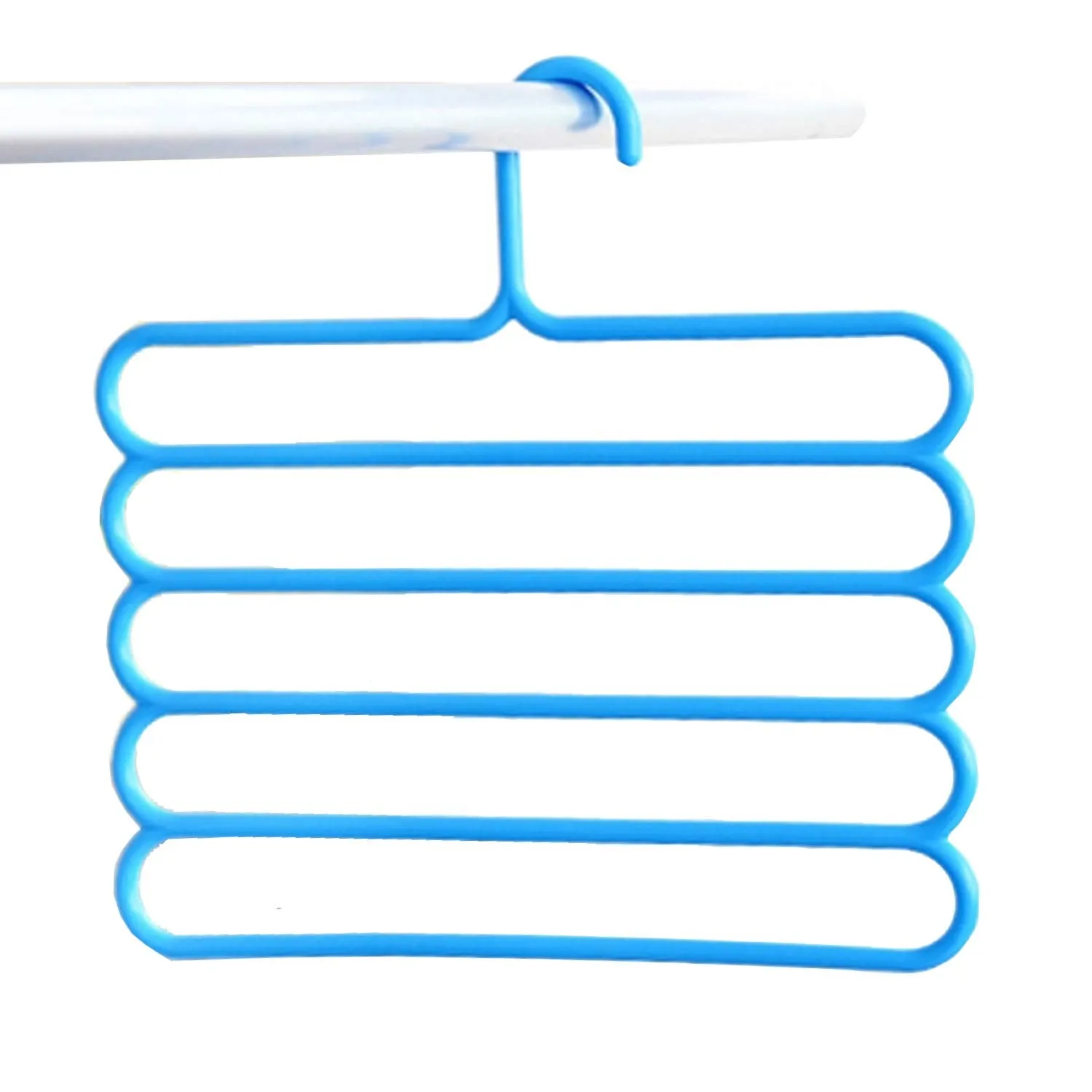 Kuber Industries 2 Pieces Multi-Purpose 5 Layer Pants Clothes Hanger Wardrobe Storage Organizer (Multicolour) - CTKTC23483