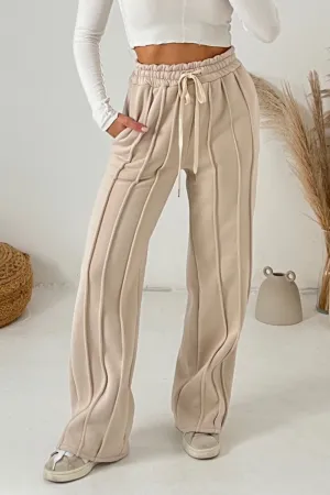 Leah beige straight leg joggers
