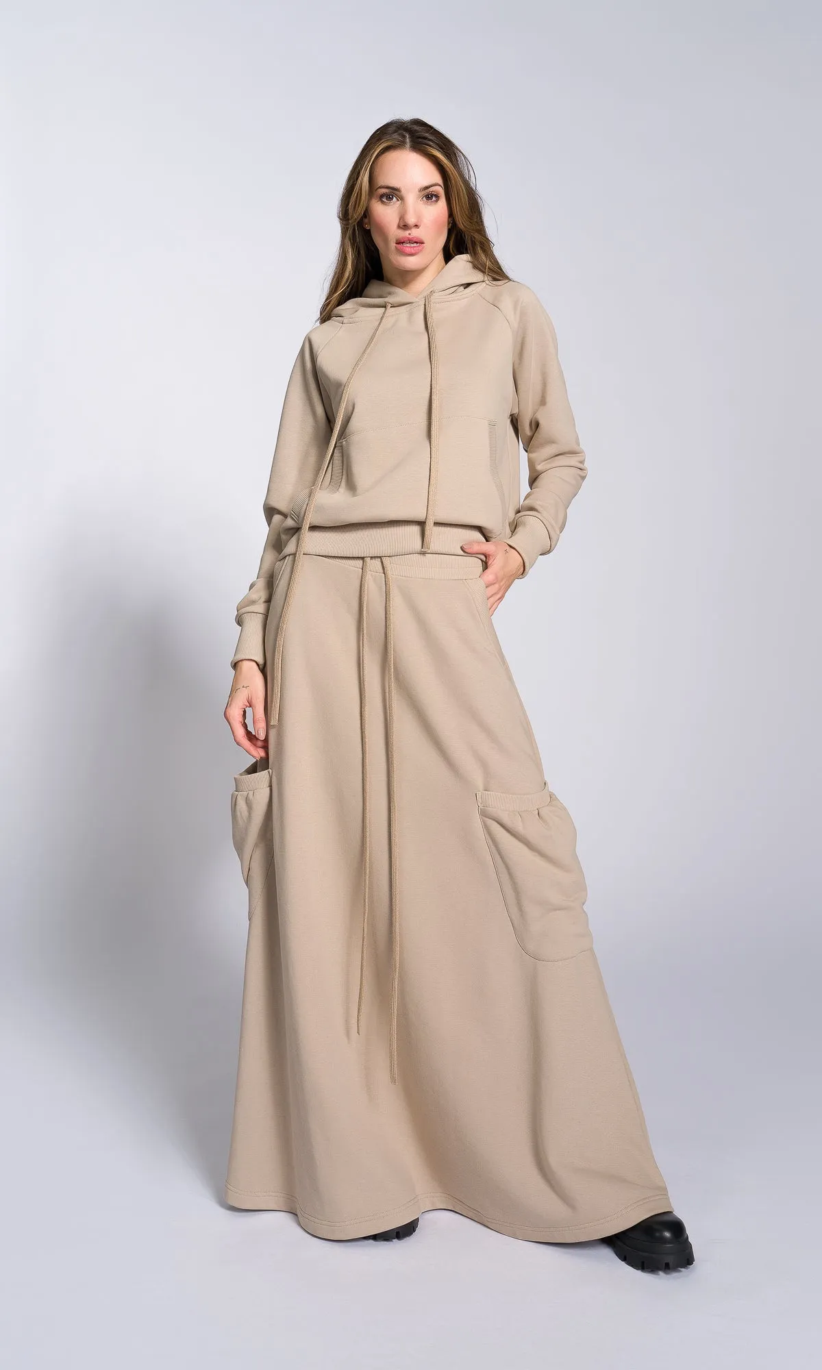 Maxi Cotton Skirt with Large Pockets