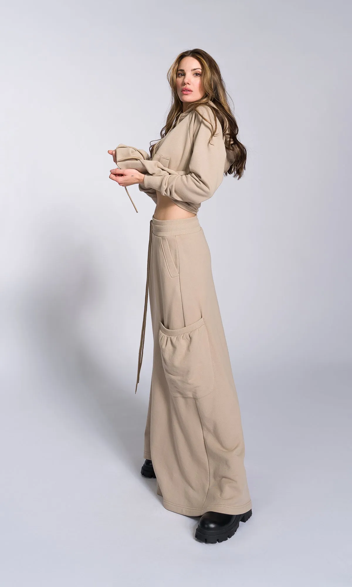 Maxi Cotton Skirt with Large Pockets