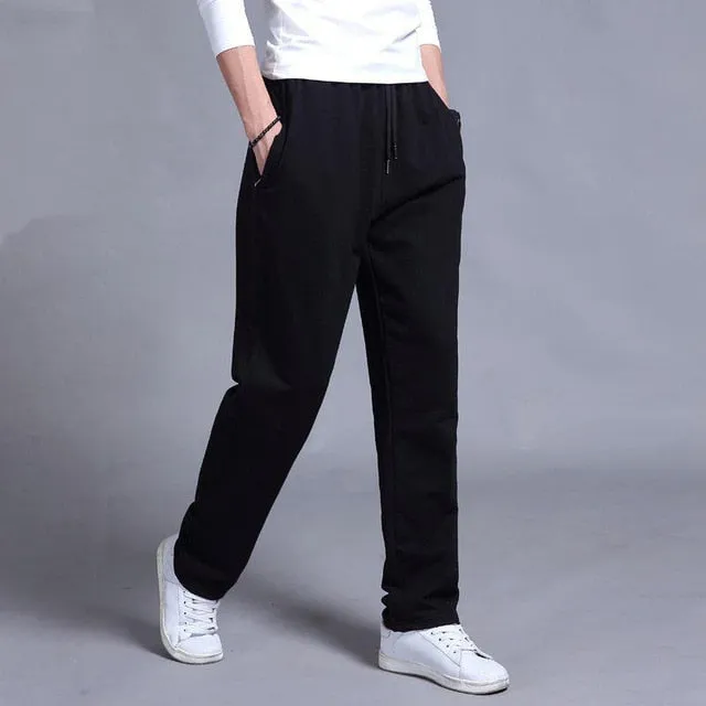Men Autumn Summer Sports Running Pants Pockets Training Elastic Waist Jogging Casual Trousers Sweatpants Solid