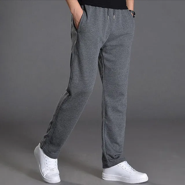 Men Autumn Summer Sports Running Pants Pockets Training Elastic Waist Jogging Casual Trousers Sweatpants Solid