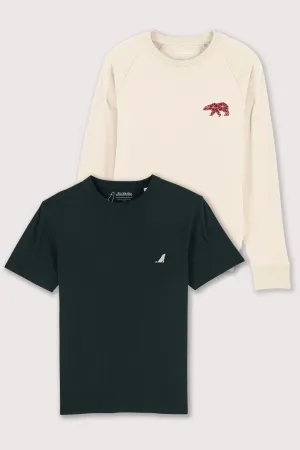 Men's Combo | Embroidered T-shirt & Red Polar Sweat
