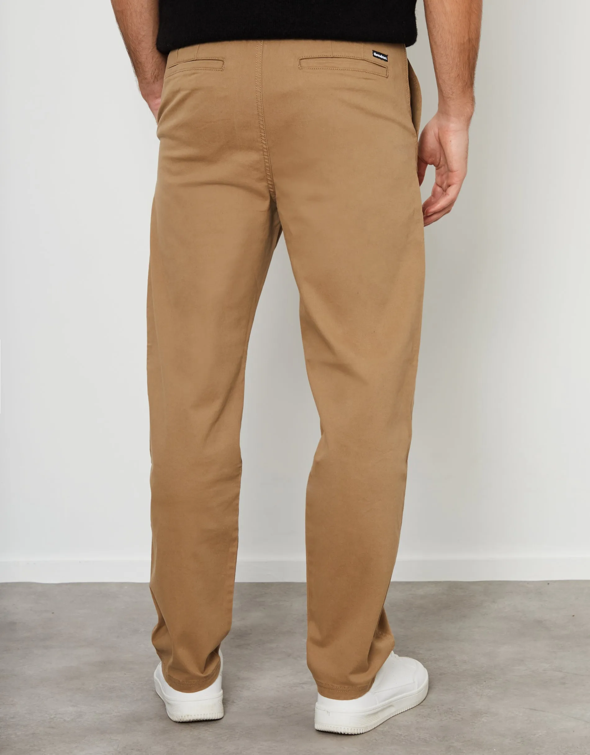 Men's Dark Stone Straight Leg Pleated Chino Trousers