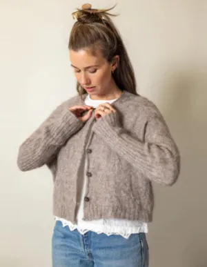 Mohair and merino diamond crop cardi