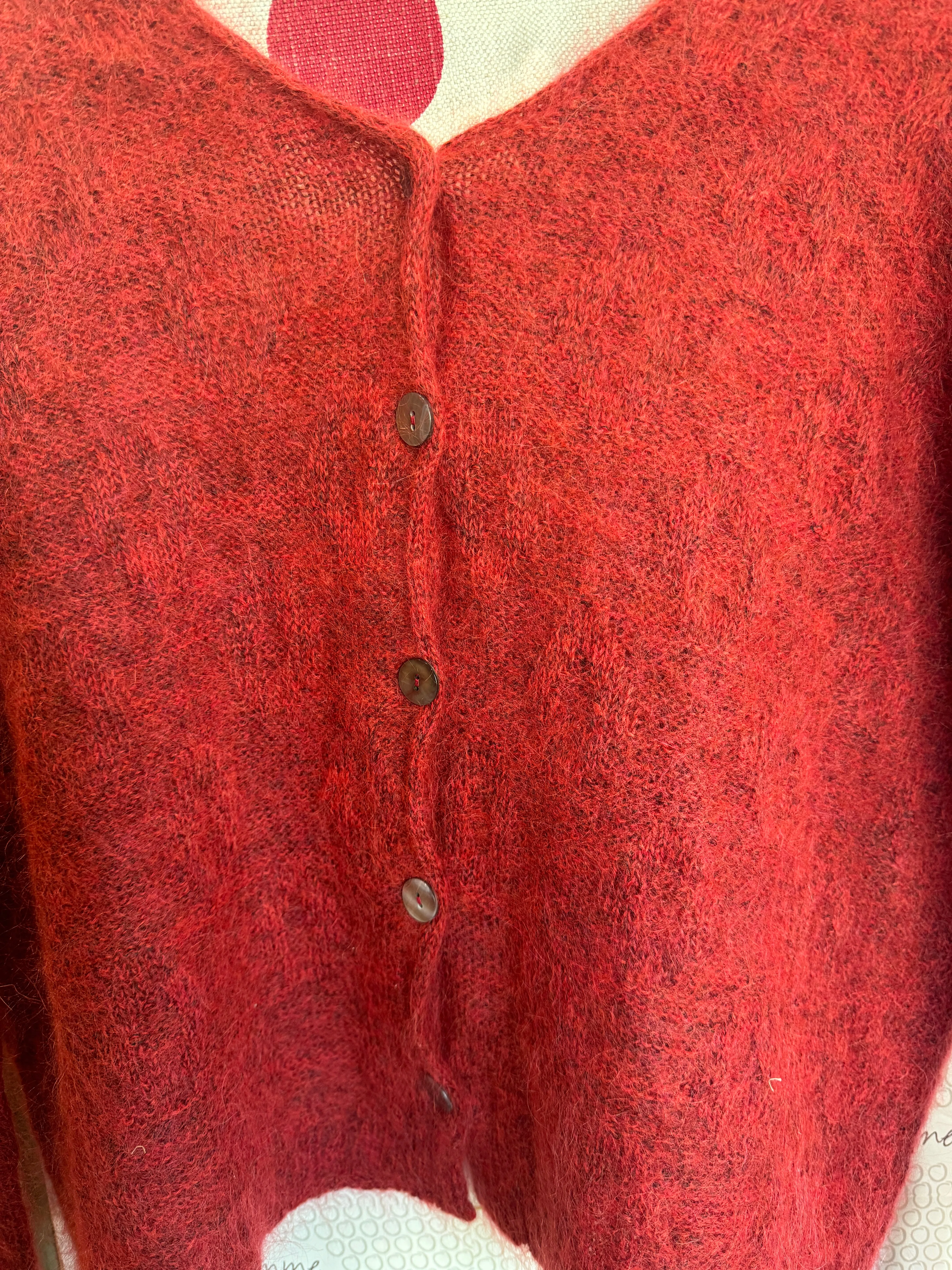 Mohair and merino diamond crop cardi