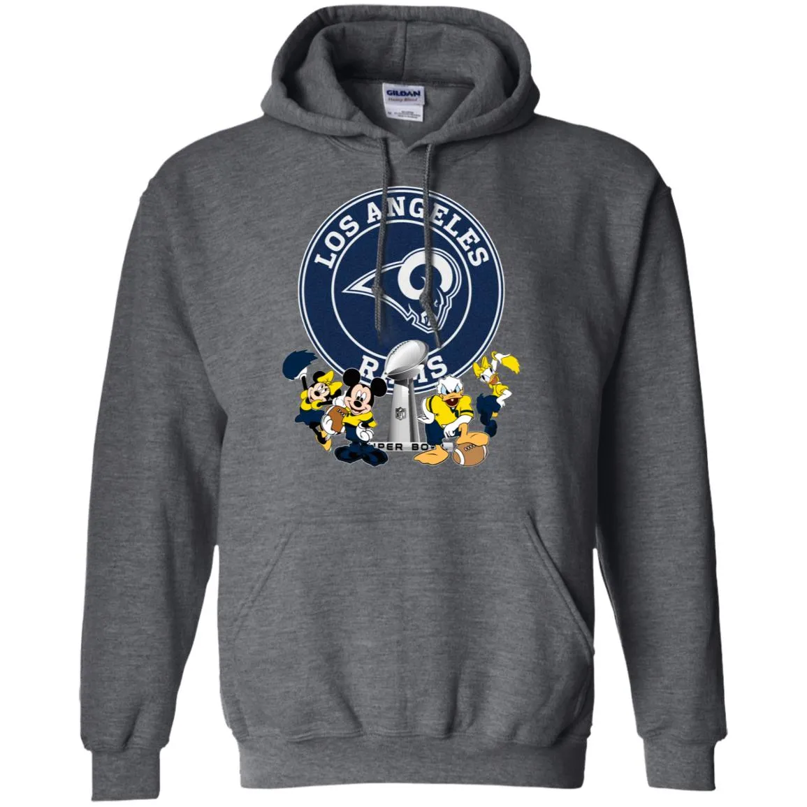 Nfl – Los Angeles Rams Super Bowl 2019 Mickey Mouse Minnie Mouse Donald Duck Daisy Duck Football Pullover Hoodie Sweatshirt