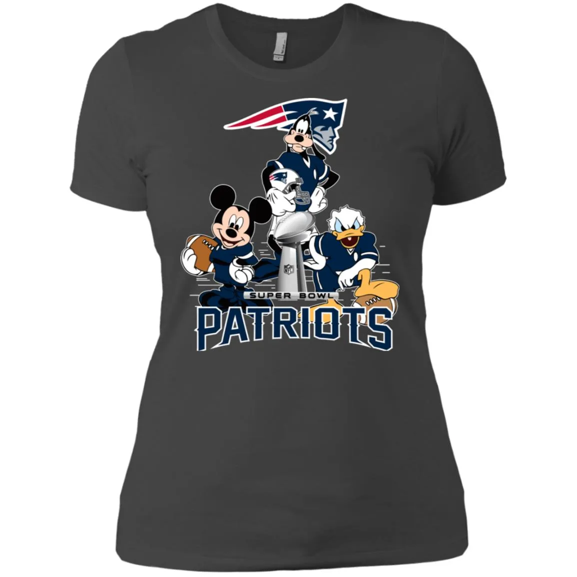 Nfl - New England Patriots Donald Duck Goofy Mickey Mouse Super Bowl 2019 Football Women Cotton T-Shirt
