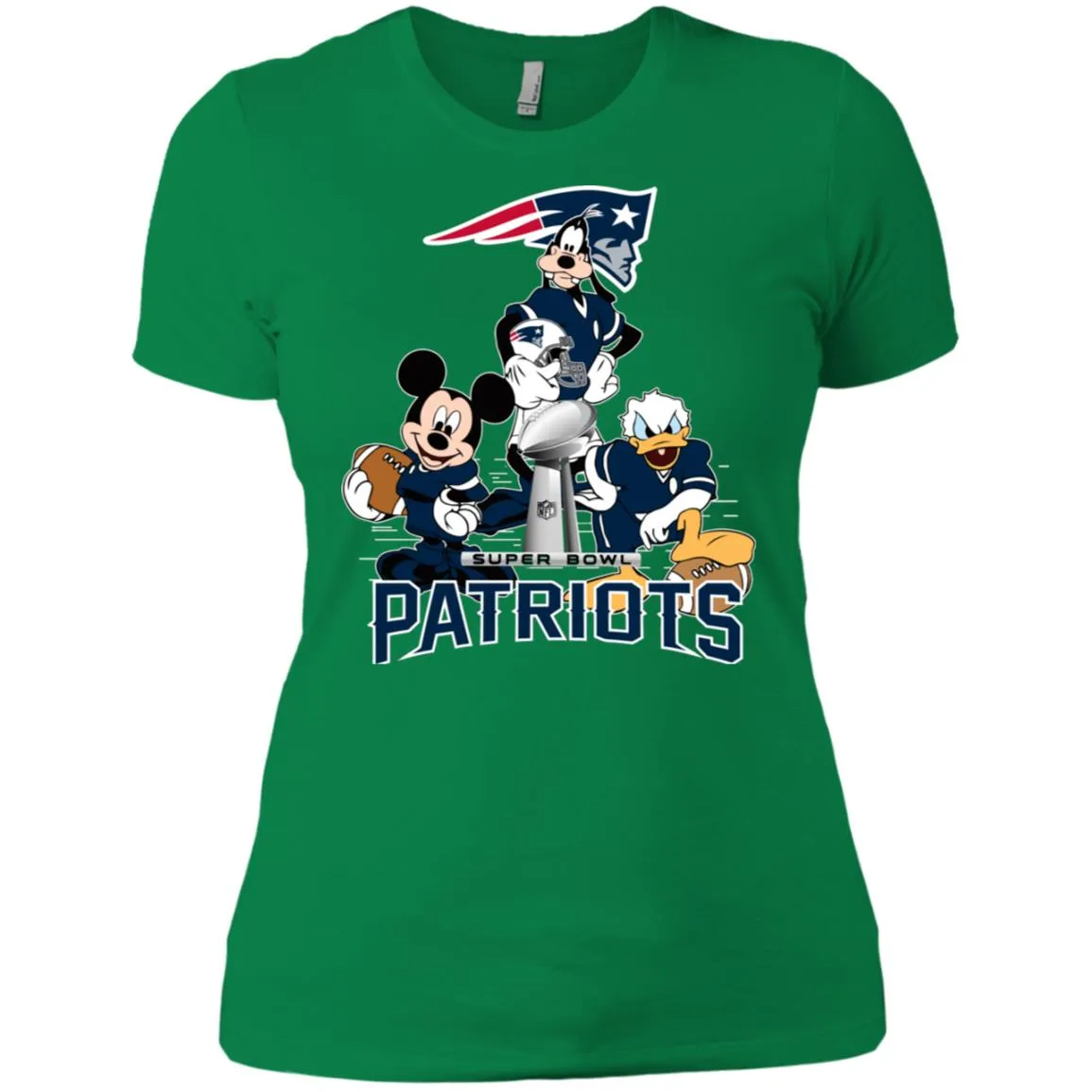 Nfl - New England Patriots Donald Duck Goofy Mickey Mouse Super Bowl 2019 Football Women Cotton T-Shirt