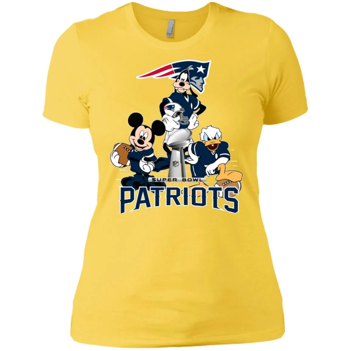 Nfl - New England Patriots Donald Duck Goofy Mickey Mouse Super Bowl 2019 Football Women Cotton T-Shirt