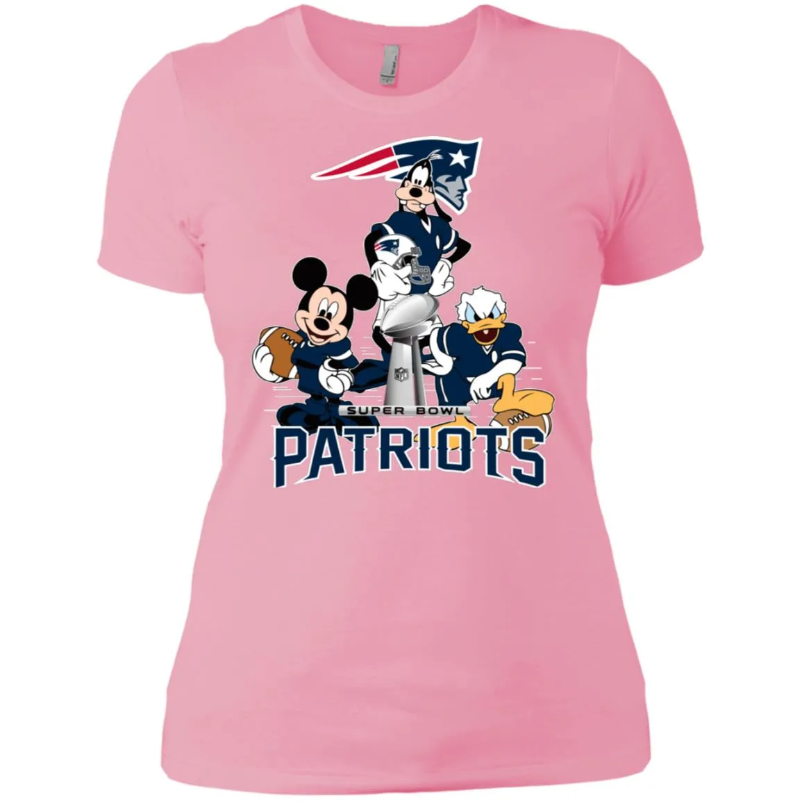 Nfl - New England Patriots Donald Duck Goofy Mickey Mouse Super Bowl 2019 Football Women Cotton T-Shirt