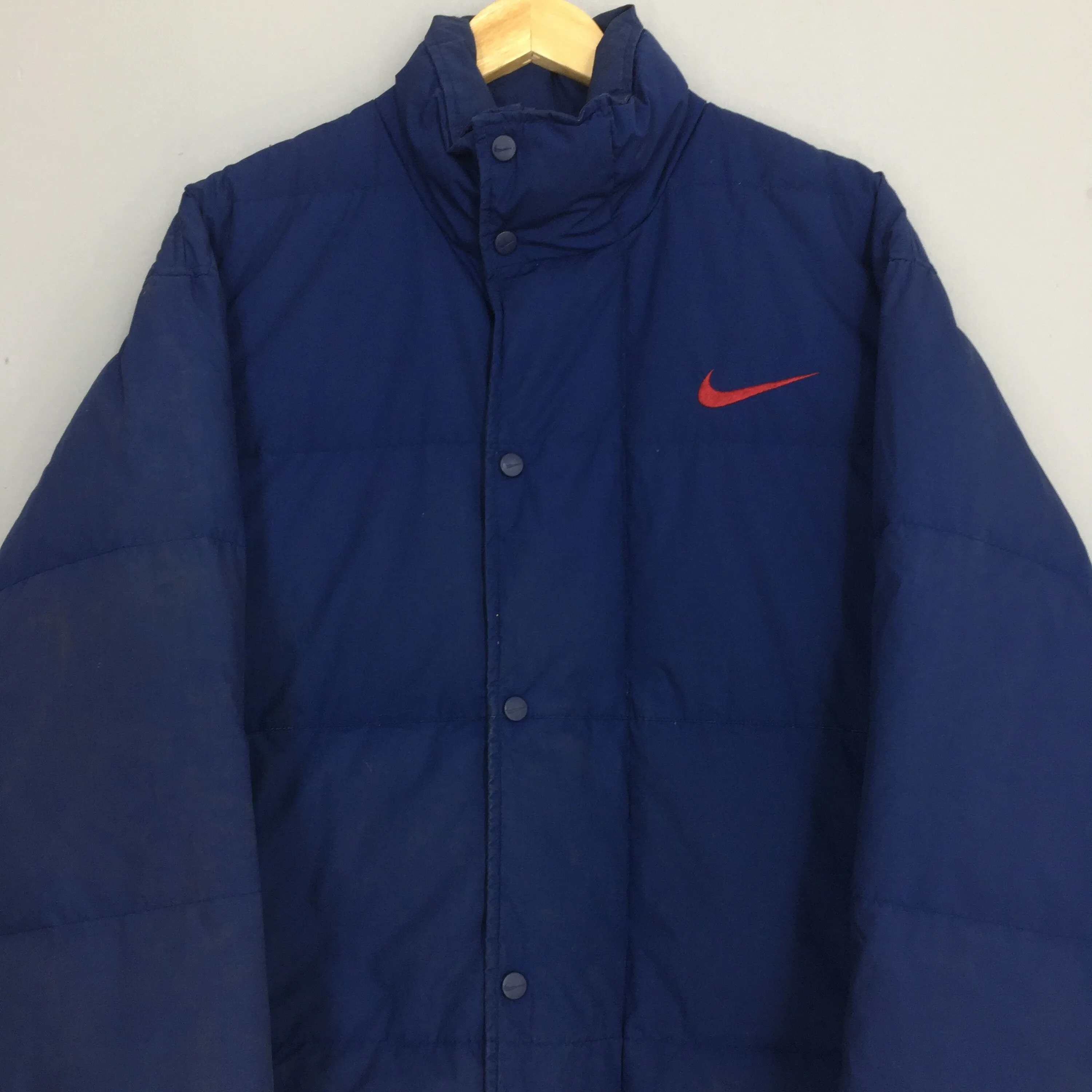 Nike Swoosh Bomber Blue Puffer Jacket Medium