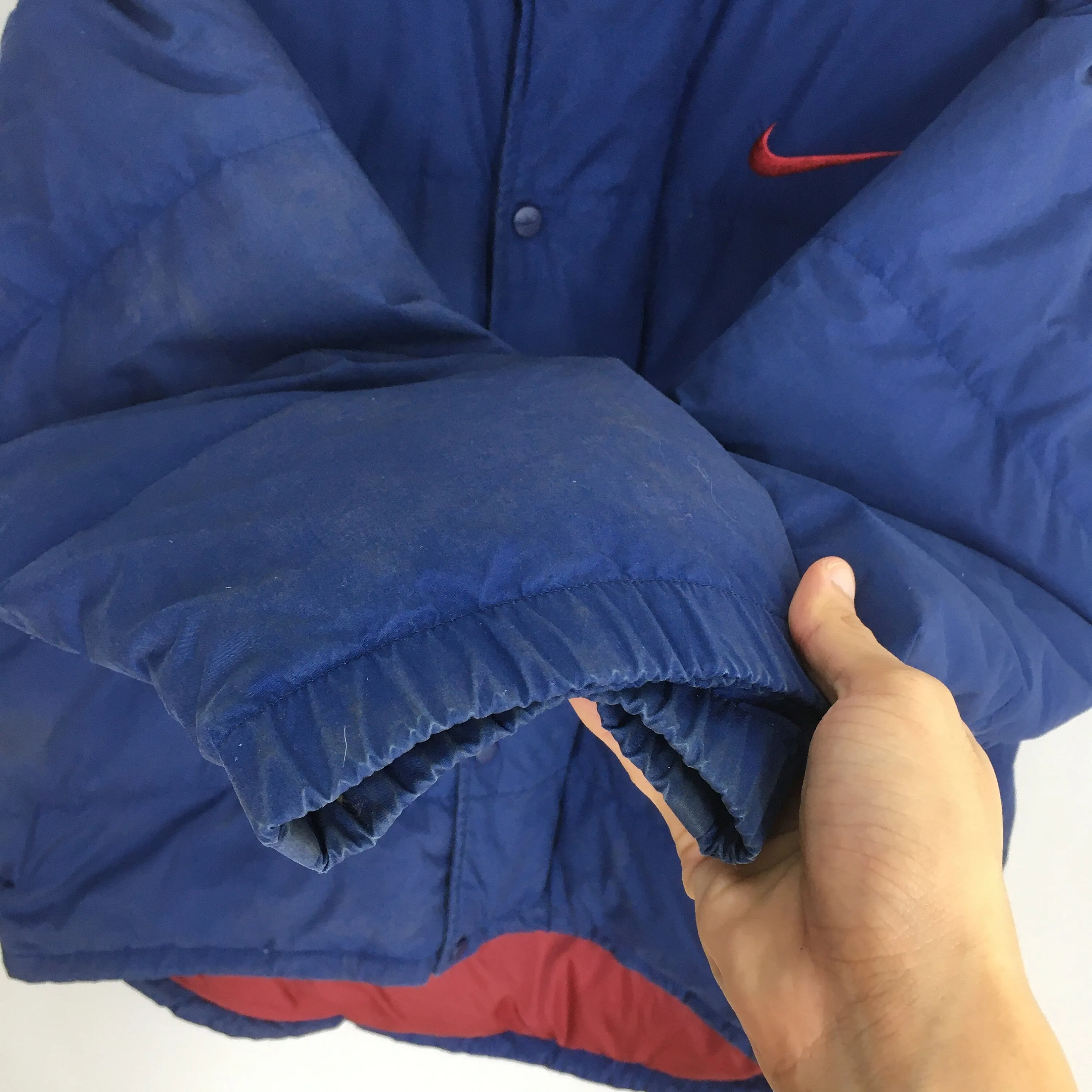 Nike Swoosh Bomber Blue Puffer Jacket Medium