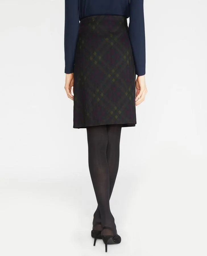 Olive Check A-Line Skirt