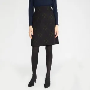 Olive Check A-Line Skirt