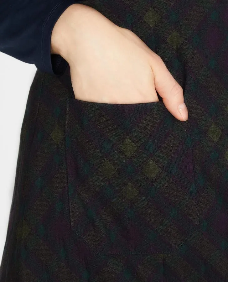 Olive Check A-Line Skirt