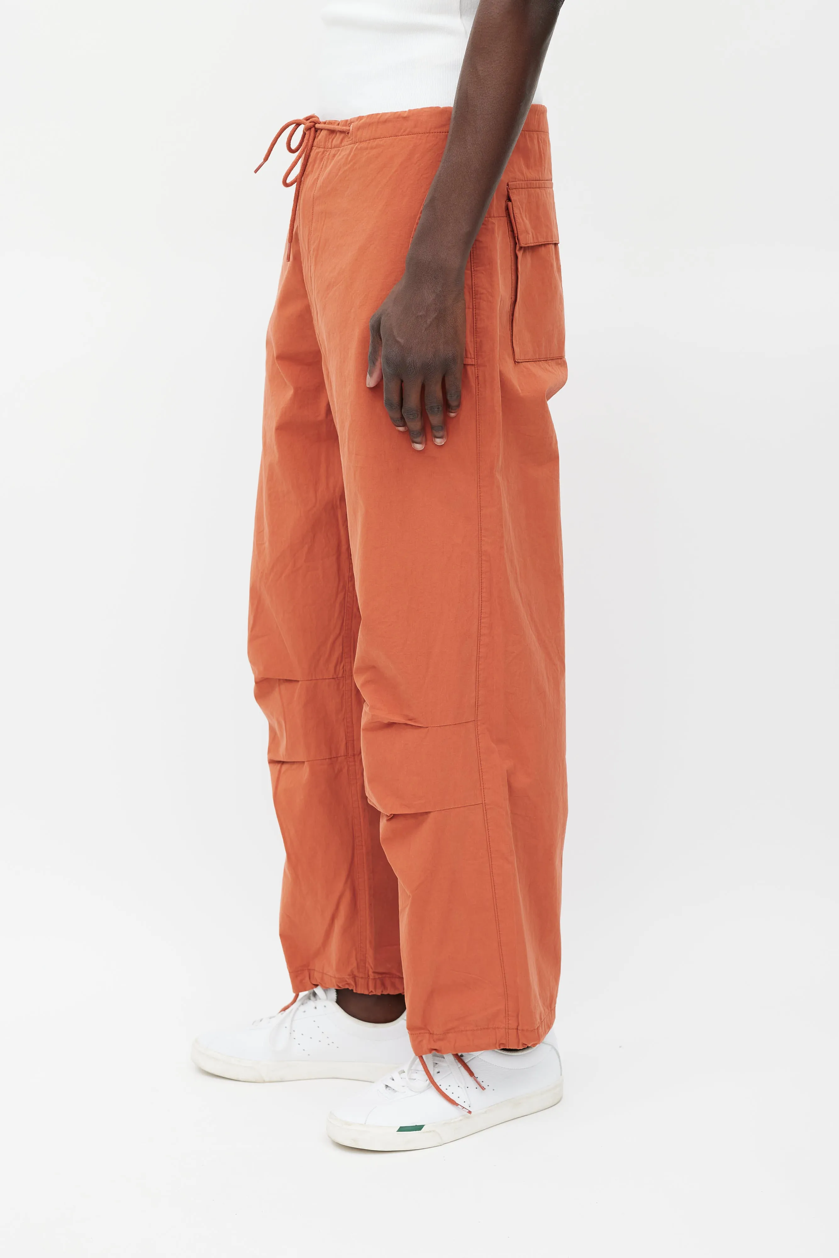 Orange Two Pocket Parachute Pants