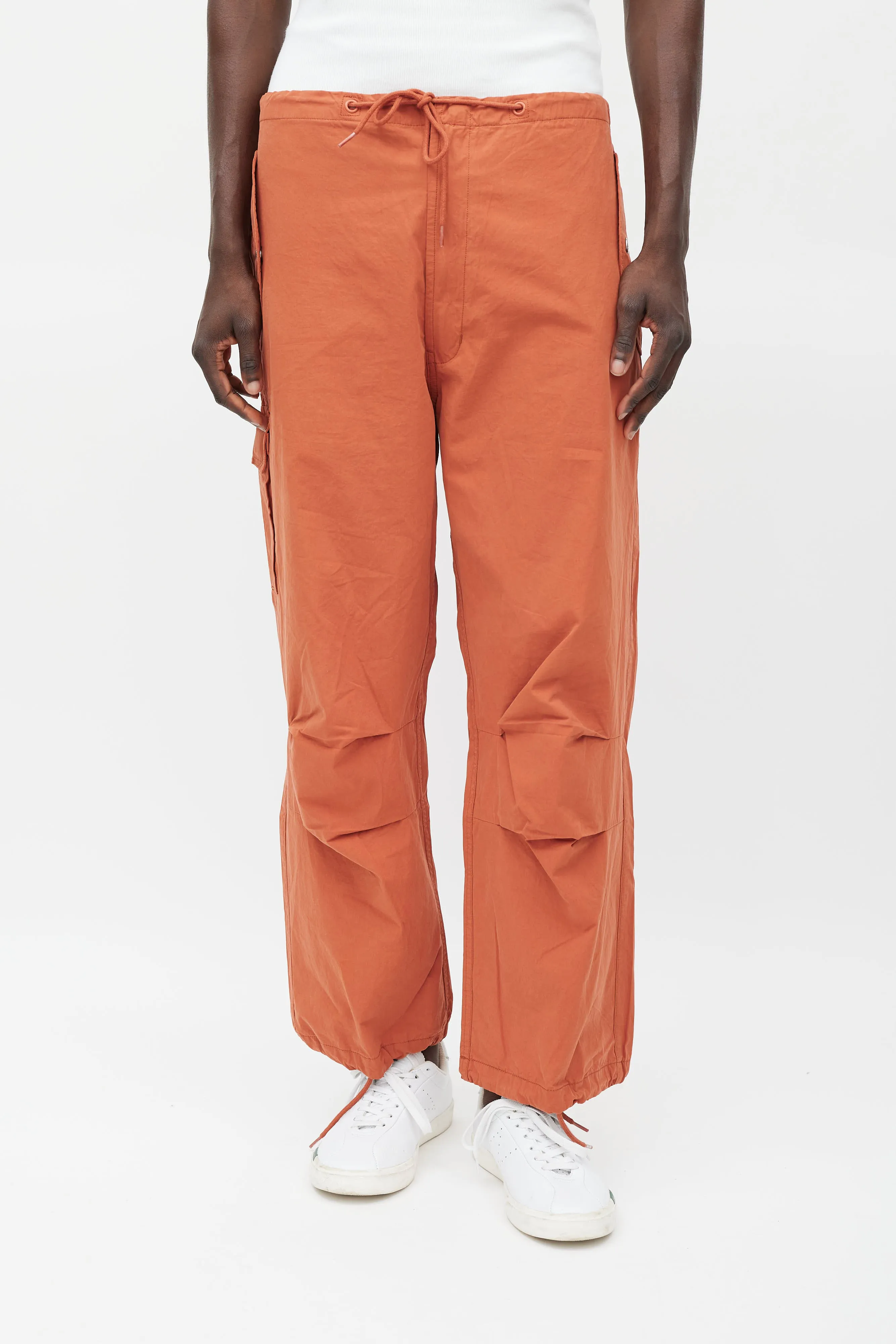 Orange Two Pocket Parachute Pants