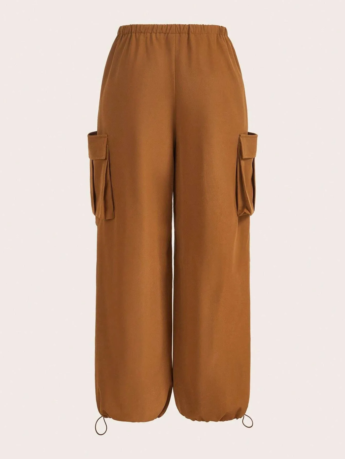 Plain Flap Side Pocket Casual Cargo Pants