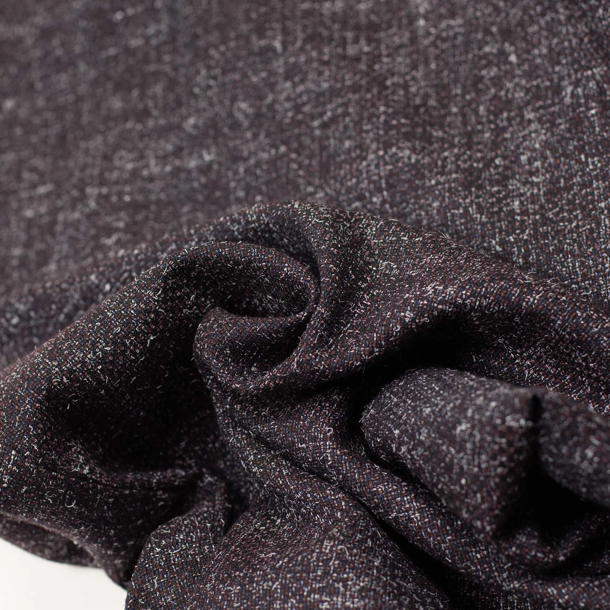 Pleated drawstring trousers in brown, navy and white speckled wool
