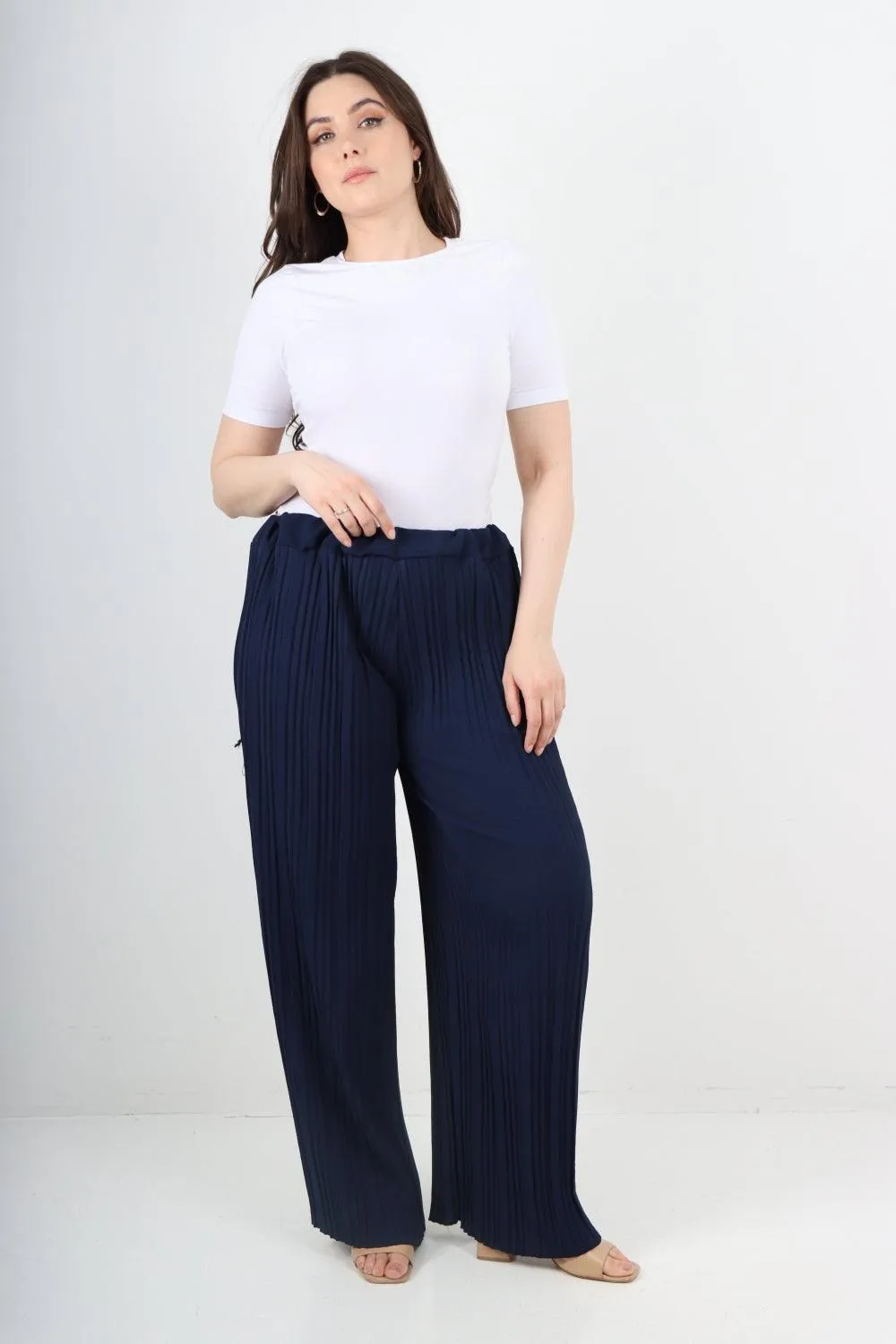 Pleated Elasticated Waist Trousers