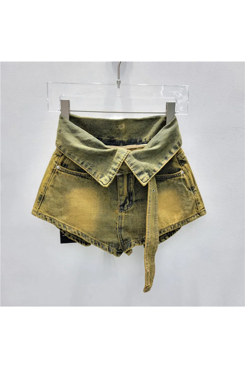 PM0189 High Rise Denim Shorts