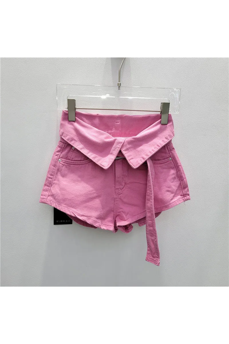 PM0189 High Rise Denim Shorts