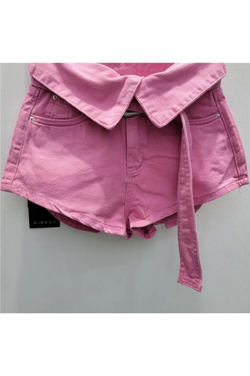 PM0189 High Rise Denim Shorts