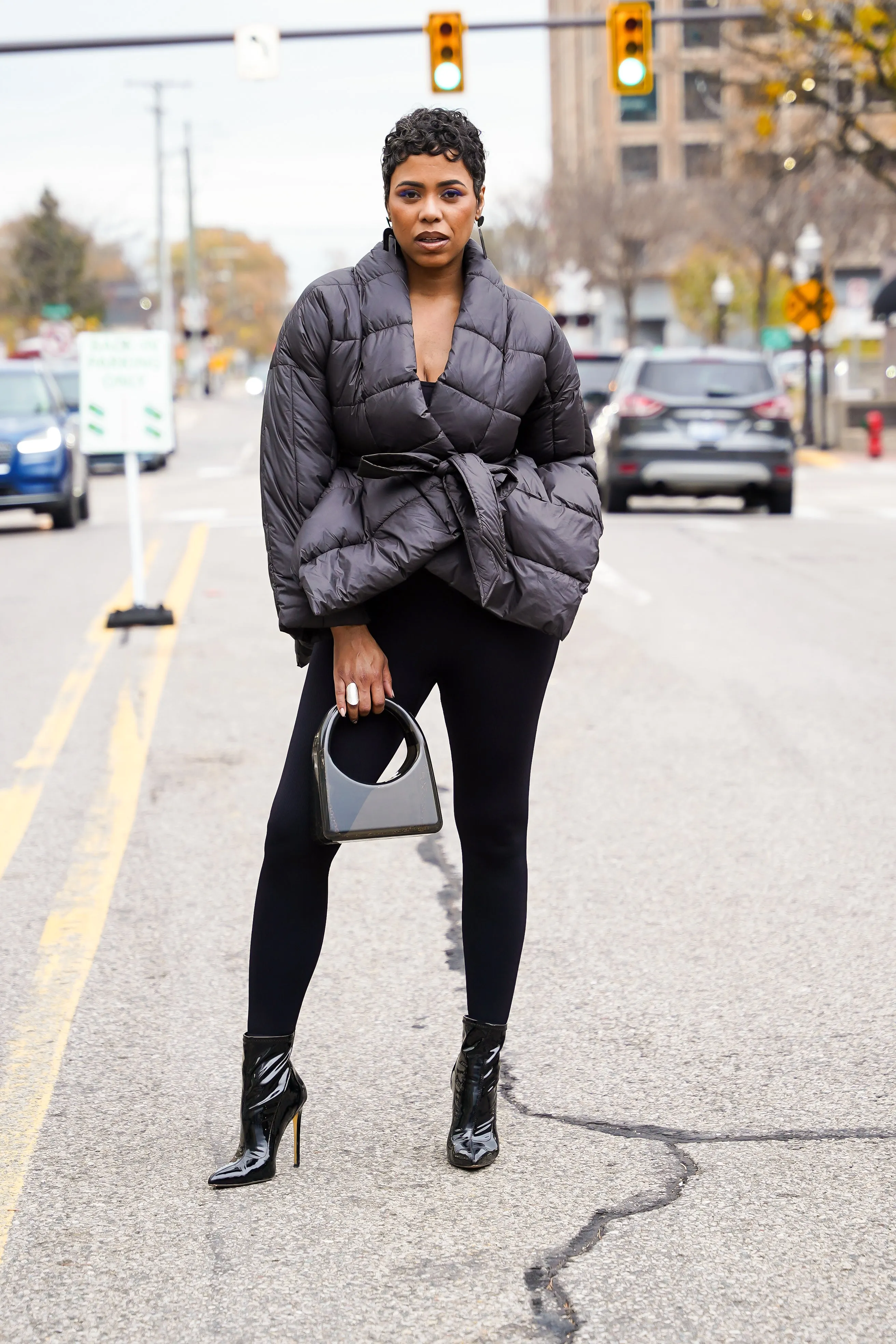 Puffer & Peplum  Belted Jacket (Olive)