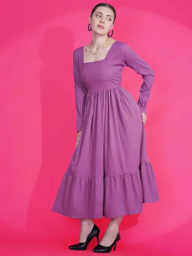 Purple Fit and Flare Maxi Dress