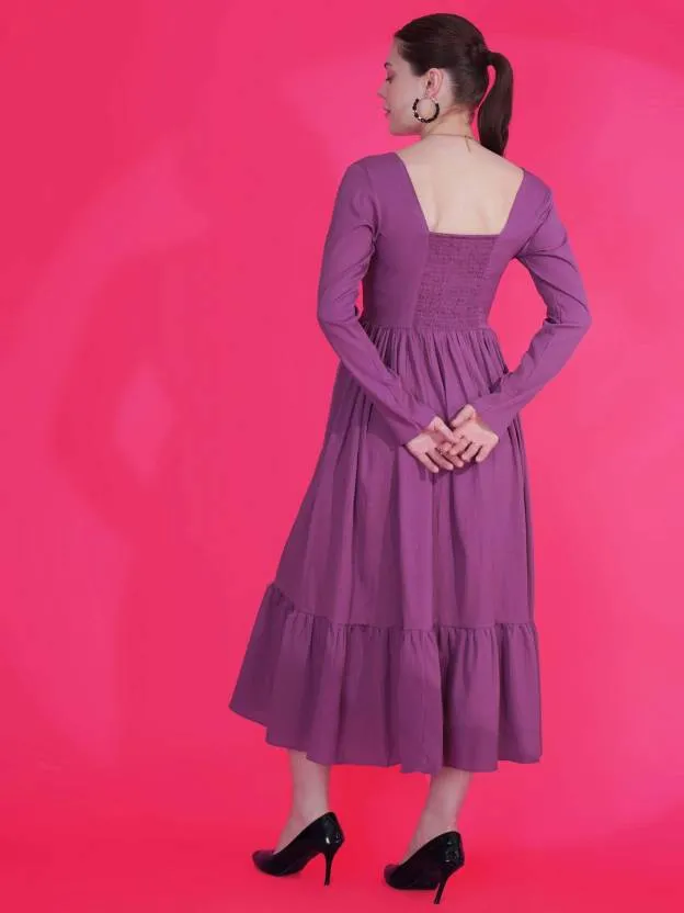 Purple Fit and Flare Maxi Dress