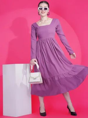 Purple Fit and Flare Maxi Dress