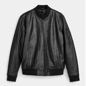 Real Leather Bomber Jacket
