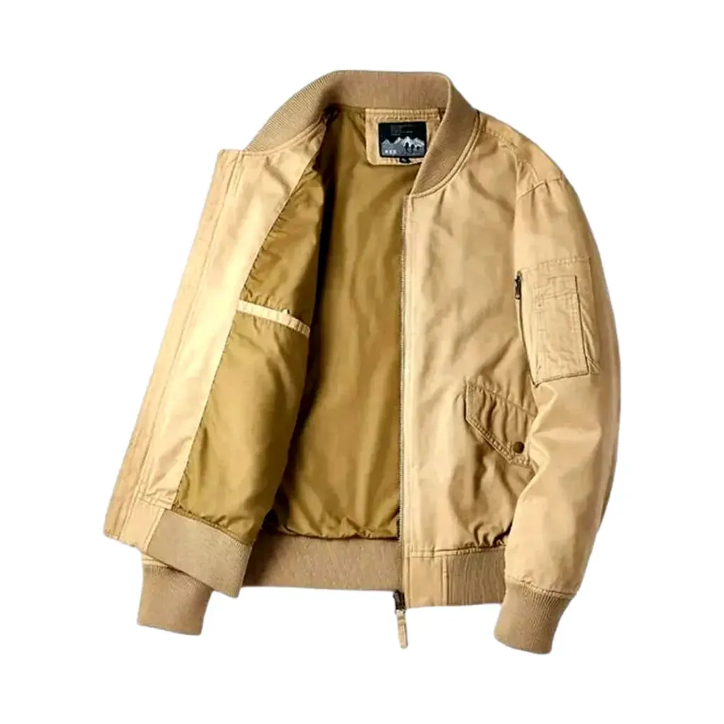 Rubber hem casual men's jean bomber jacket