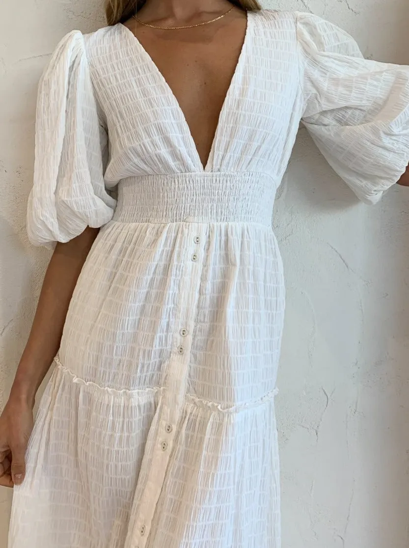 Sovere Reason Reversible Midi Dress in Chalk