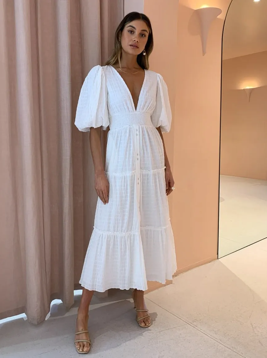 Sovere Reason Reversible Midi Dress in Chalk