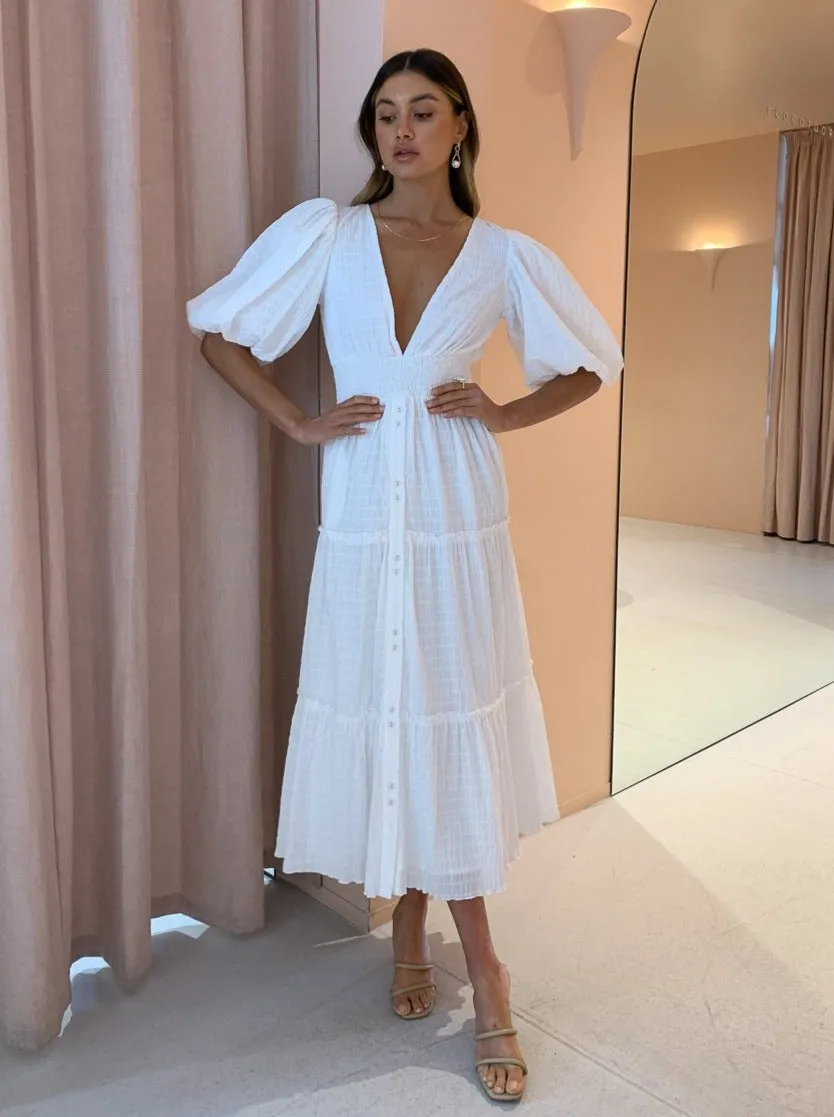 Sovere Reason Reversible Midi Dress in Chalk