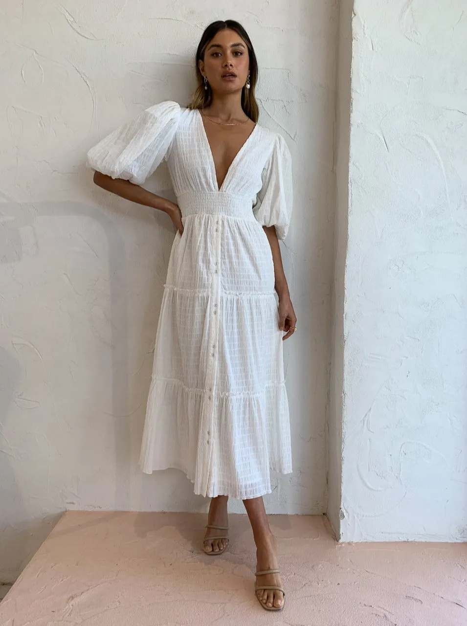 Sovere Reason Reversible Midi Dress in Chalk