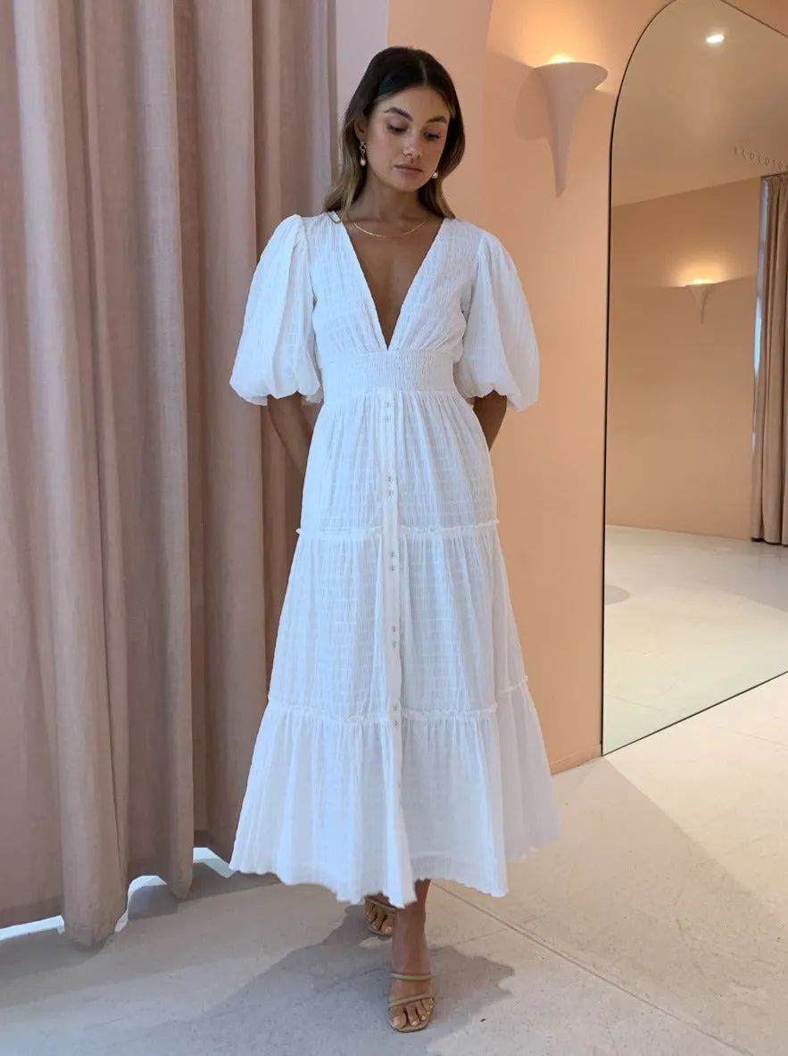 Sovere Reason Reversible Midi Dress in Chalk