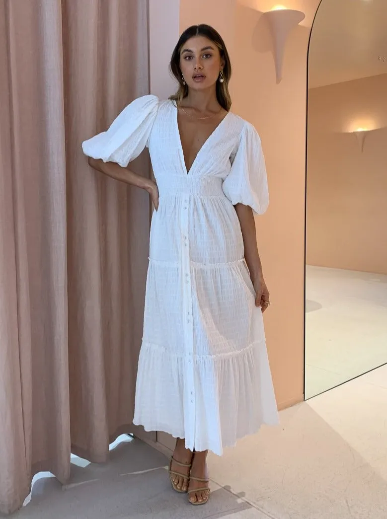 Sovere Reason Reversible Midi Dress in Chalk