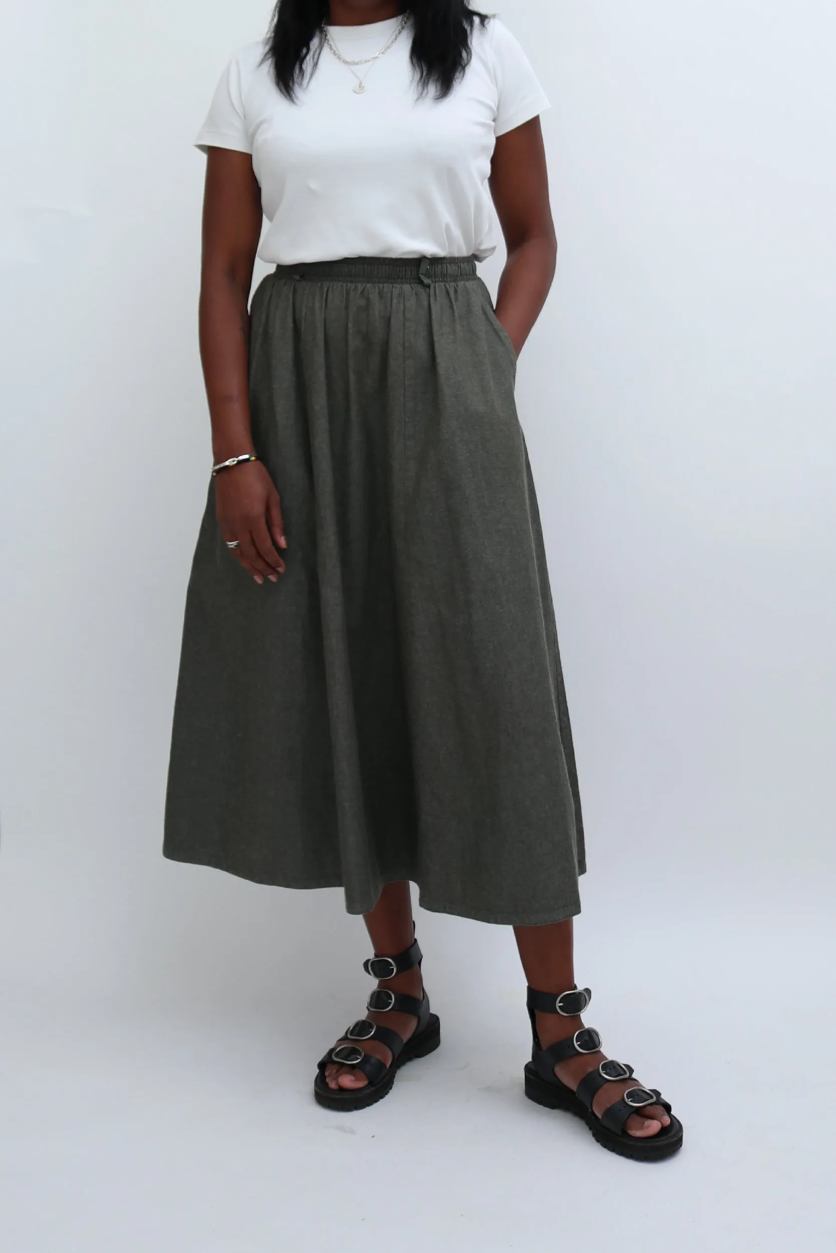 VINTAGE A-LINE MIDI SKIRT