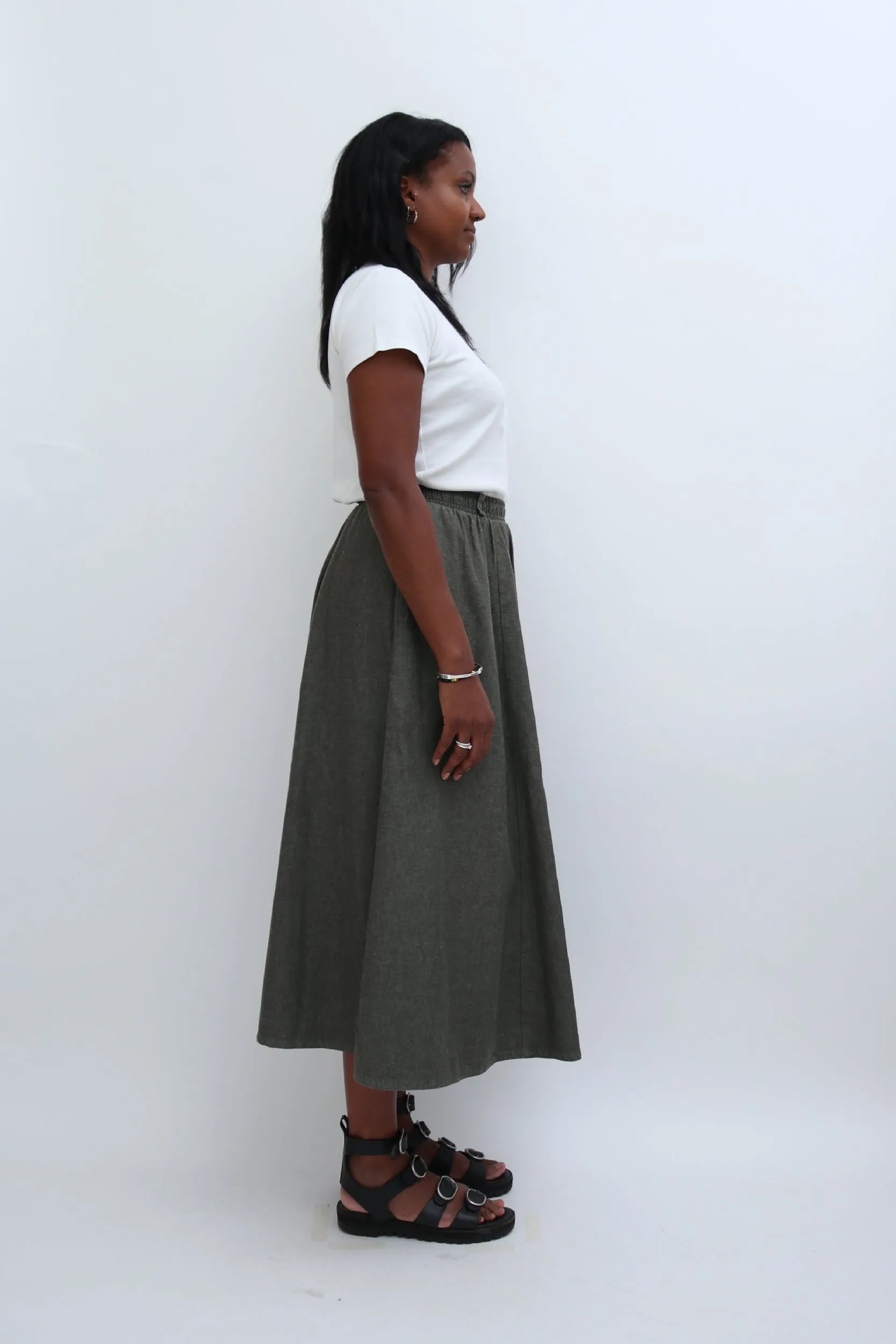 VINTAGE A-LINE MIDI SKIRT