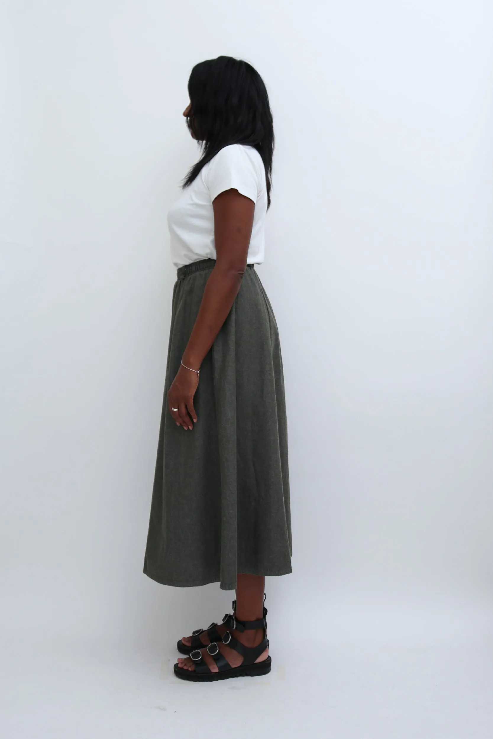 VINTAGE A-LINE MIDI SKIRT