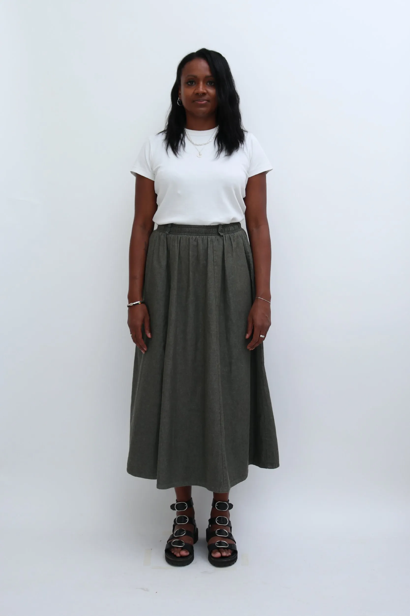 VINTAGE A-LINE MIDI SKIRT