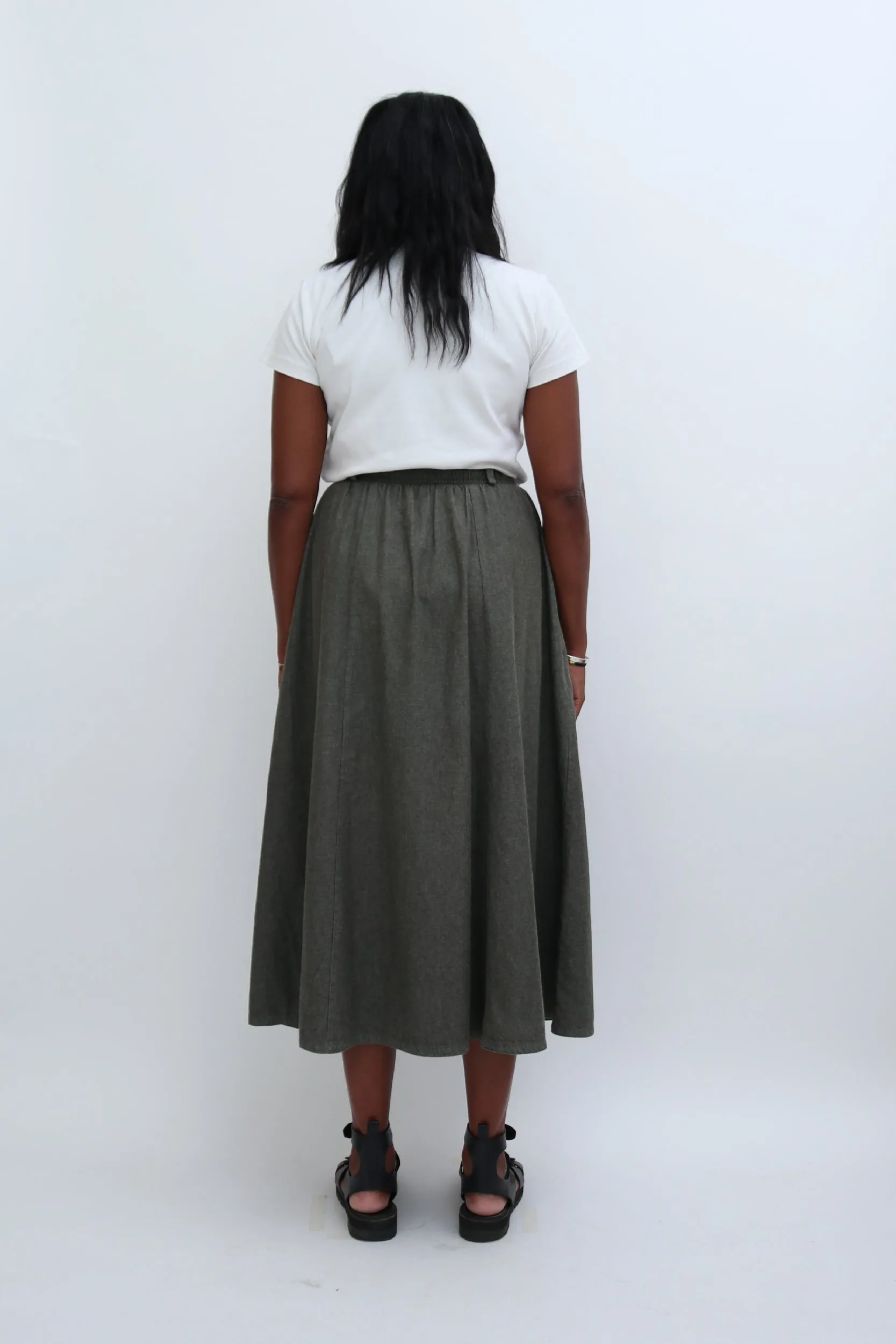 VINTAGE A-LINE MIDI SKIRT