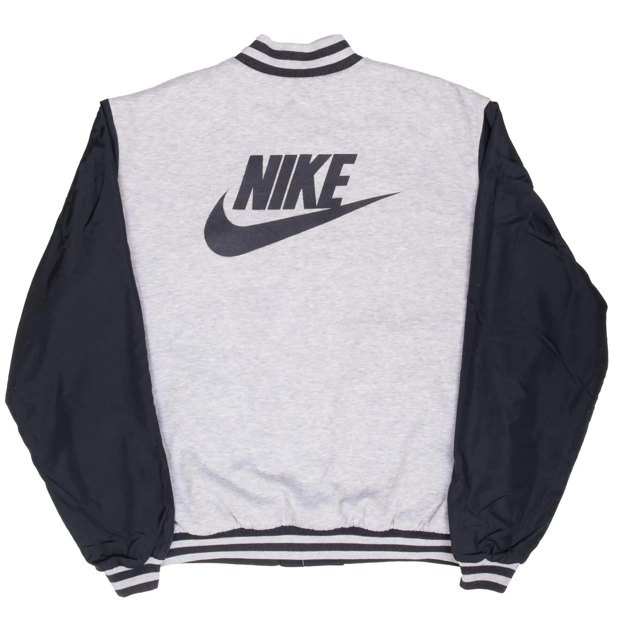 VINTAGE NIKE SWOOSH REVERSIBLE BLACK BOMBER JACKET 1980S XL
