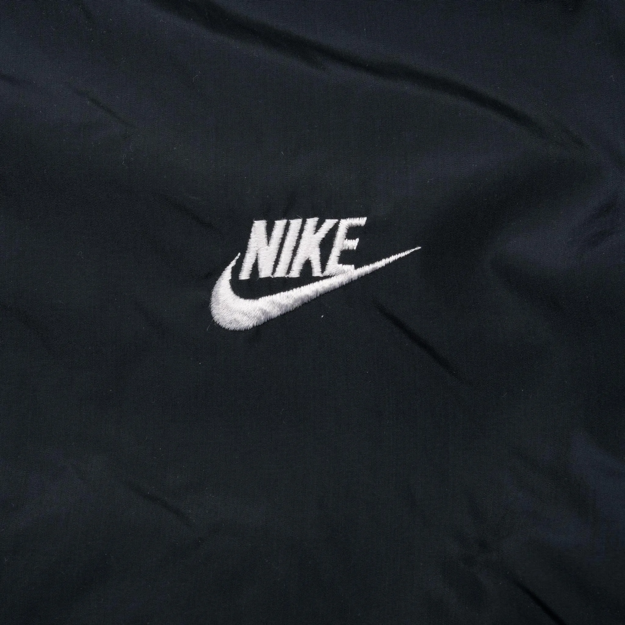 VINTAGE NIKE SWOOSH REVERSIBLE BLACK BOMBER JACKET 1980S XL