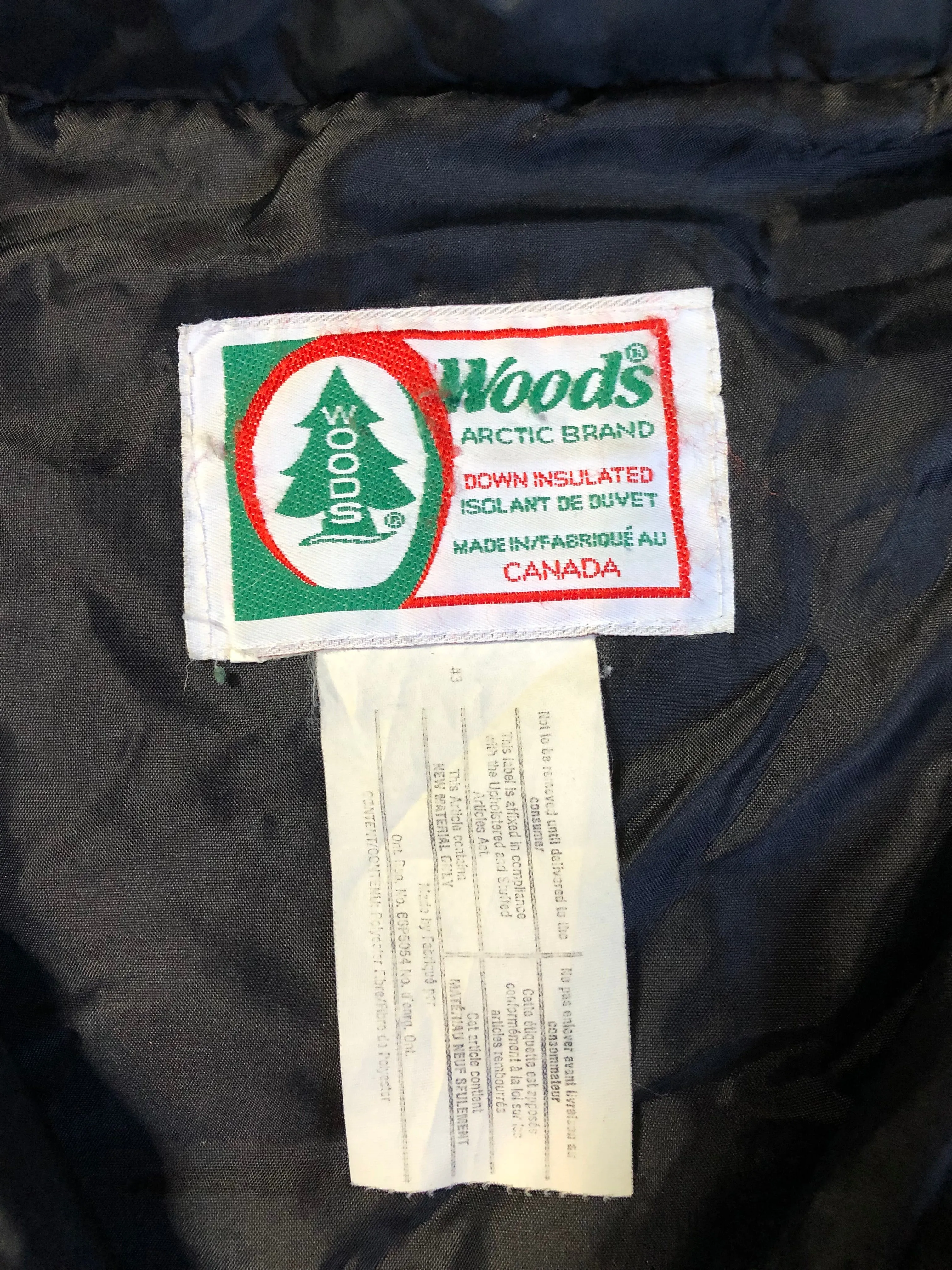 Vintage Woods Down Filled Black Anorak, Made in Canada