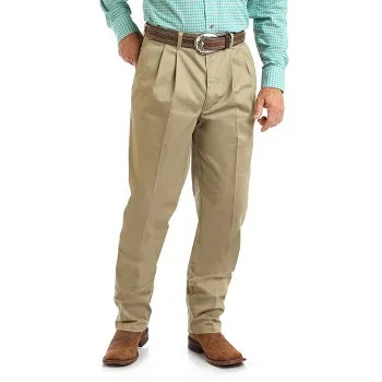 Wrangler Mens Pleated Front Casuals Khaki Style 00097KH